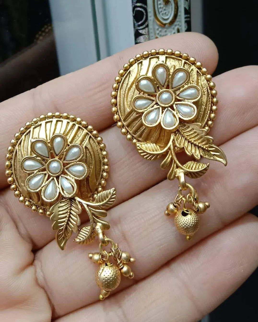 New Gold Plated Stud Earrings Design