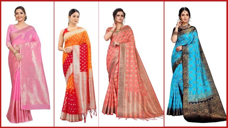 Saree Design : Women Cotton Silk Saree with Blouse
