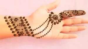 Simple Front Hand Jewellery Mehndi Design For Girls