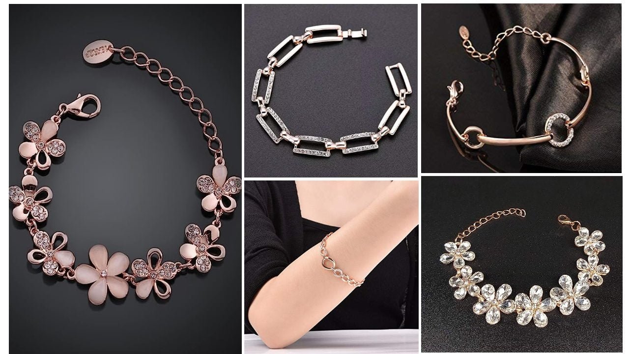 Bracelet Designs : Gold Plated Charm Bracelet for Women 4 Pearls Earrings Design