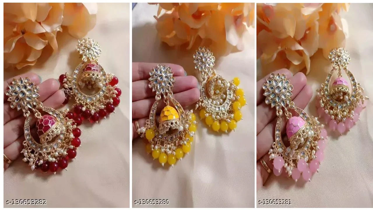 Earring Design : Beautiful Stone Earrings Designs For Rakhi 2023 4 Stone Earrings Designs