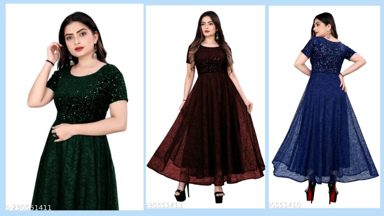 Girls Dress : Trendy Net Partywear Gown For Girls 3 20230614 120436