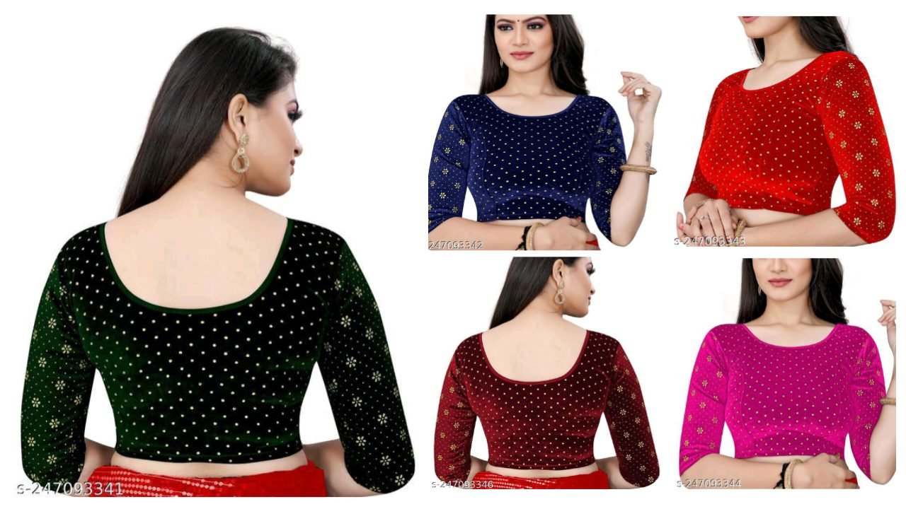 Blouse Design : Stylish Partywear Long Sleeve Blouse Design 4 Velvet Blouse Design