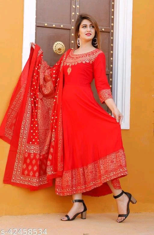 Red Anarali Kurti Design