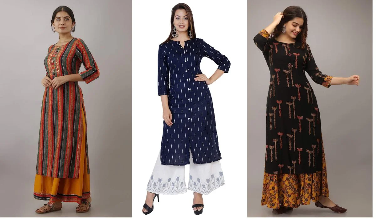 Kurti Design : Very Beautiful And Attractive Kurti And Palazzo set 4 Kurti And Palazzo set