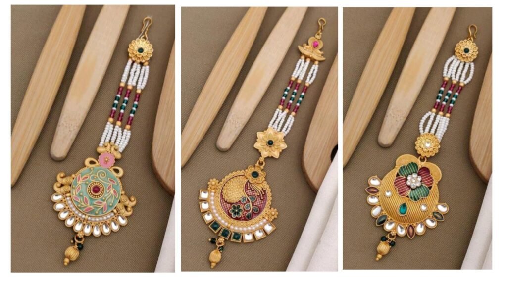 Jewellery design : Gold plated Maang Tikka Design For Ethnic look