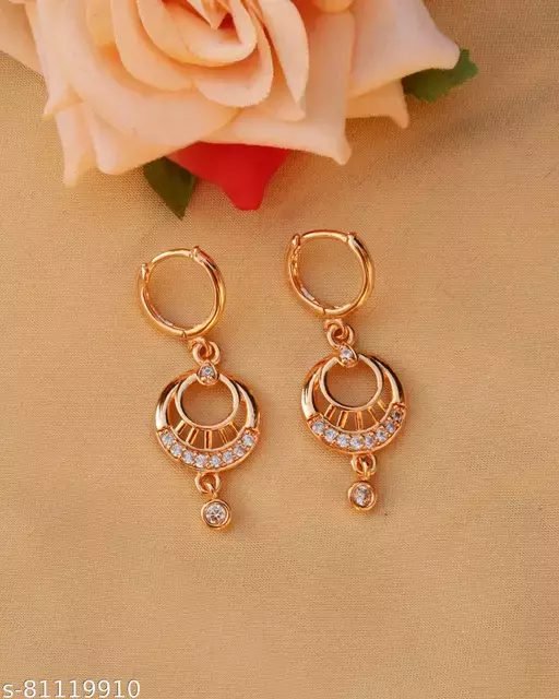 Earrings Design : American Diamonds Rose Gold Bali