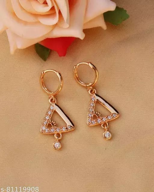 Earrings Design : American Diamonds Rose Gold Bali