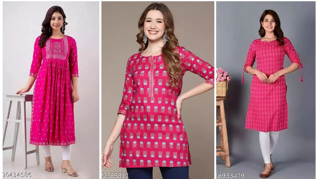 Stylish Kurti Design : Fabulous Pink Kurti Design For Girls 4 Kurti Design For Girls