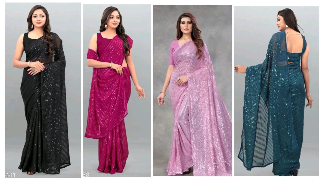 Womens Sequin Saree Design6