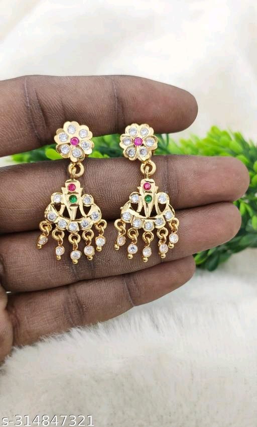 Drop Earrings : Latest Gold Plated Drop Earrings Design For Girls