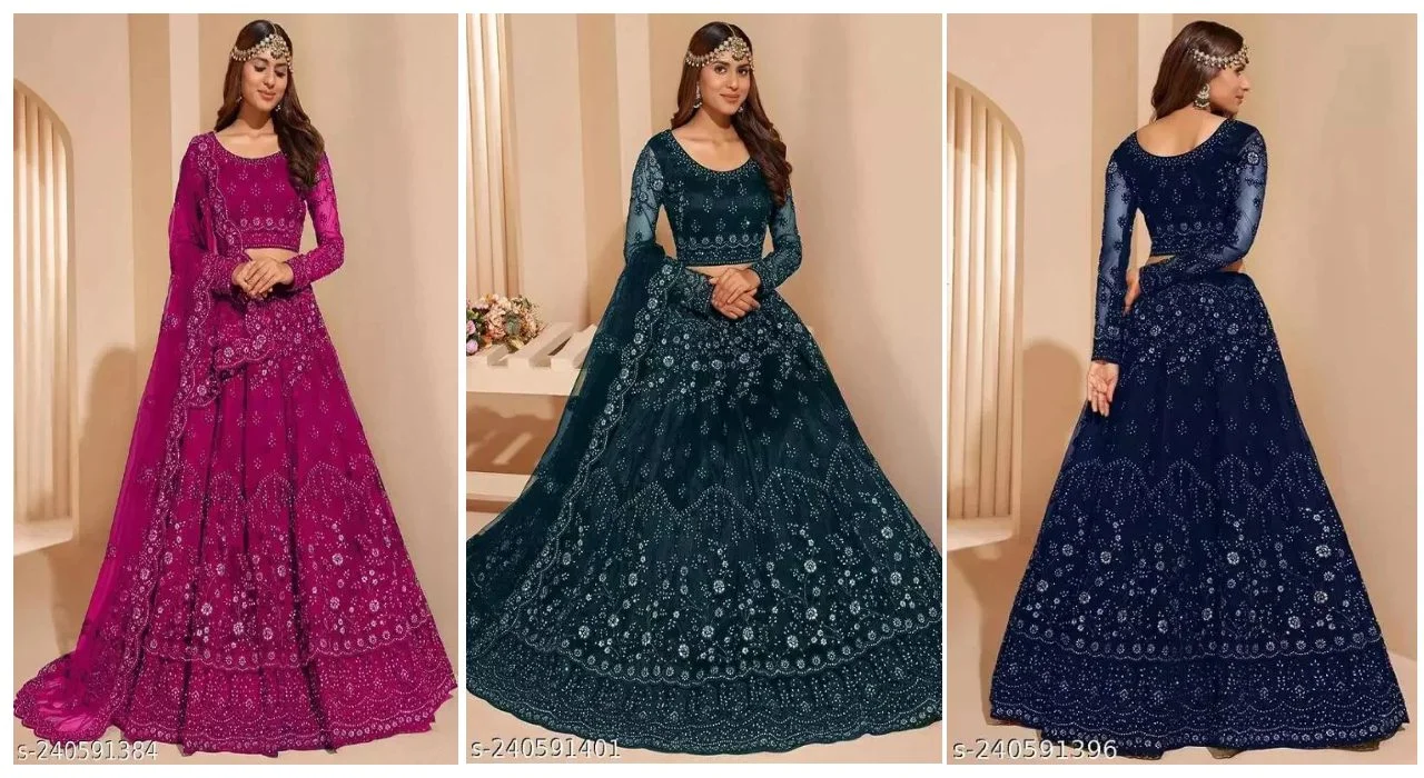 Lehenga Choli : 6 New Net Lehenga Choli For Girls 3 NEW NET LEHENGA CHOLI FOR GIRLS