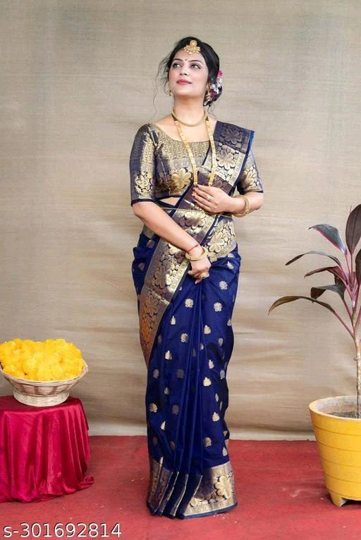 Banarasi Saree Design : New Printed Banarasi Silk Saree For Rakhi 17 New Banarsi Saree13