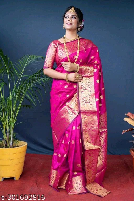 Banarasi Saree Design : New Printed Banarasi Silk Saree For Rakhi 7 New Banarsi Saree8