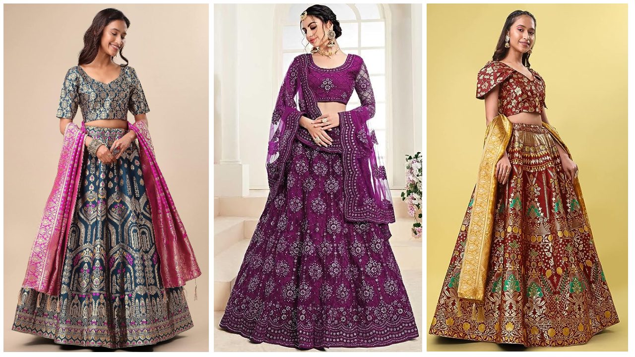 Violet Striped Lehenga Set | Lehenga with price, Lehenga designs simple,  Fashion