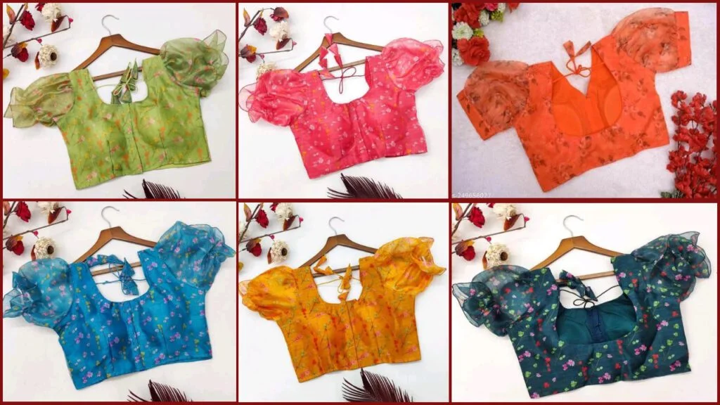 Printed Short Sleeves Blouse Designs