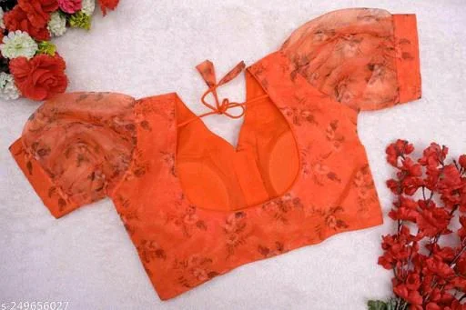Blouse Designs : New Designer Printed Short Sleeves Blouse Designs 14 Saree Blouse Design10