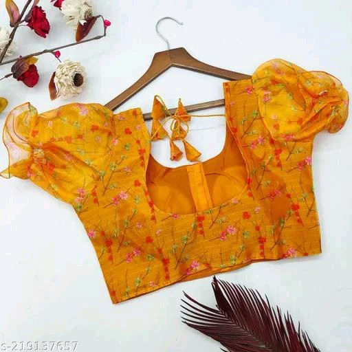 Blouse Designs : New Designer Printed Short Sleeves Blouse Designs 12 Saree Blouse Design20