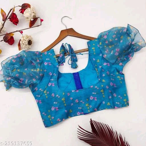 Blouse Designs : New Designer Printed Short Sleeves Blouse Designs 8 Saree Blouse Design26
