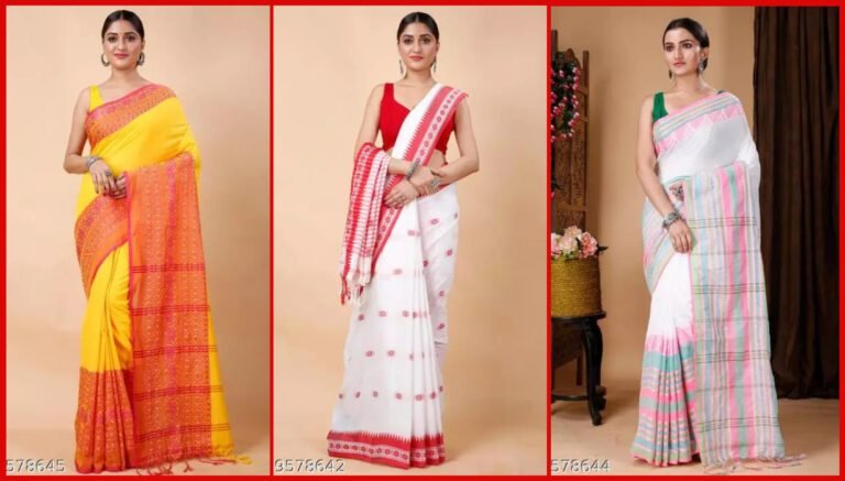 Saree Design : Beautiful Cotton Silk Sarees For Durga Puja