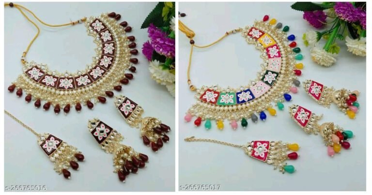Necklace Design : New Meenakari Kundan Necklace Set design For Girls