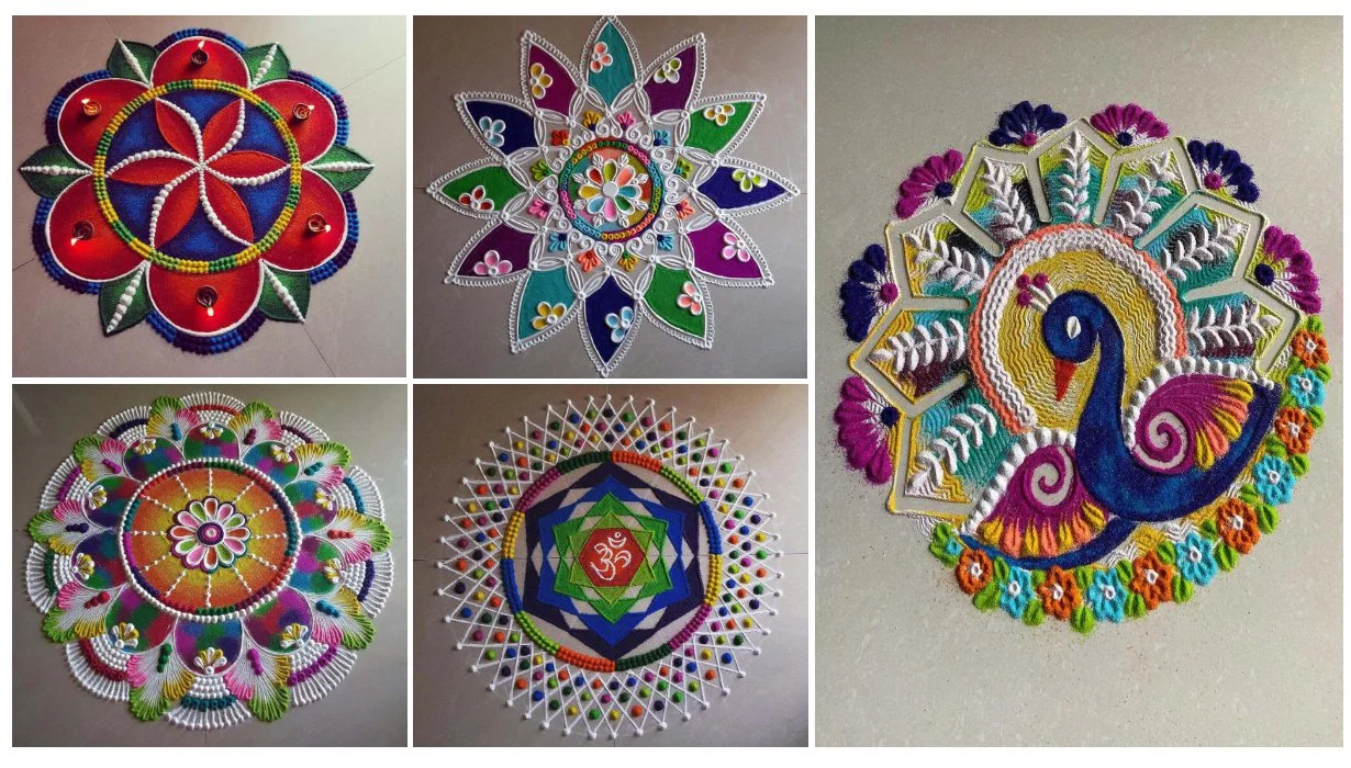 Rangoli Design : 10 Beautiful Simple Rangoli Design For Navratri 4 Simple Rangoli Design For Navratri