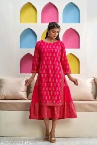 Pink Rayon Kurta Dresses