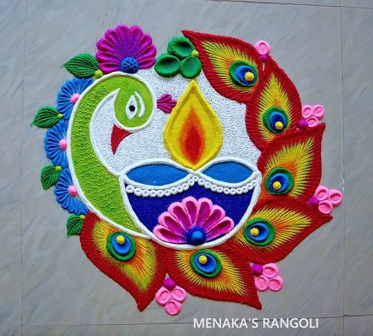 Deepawali 2023 : New Peacock Rangoli Designs For Diwali 5 peacock Rangoli Designs For Diwali (1)