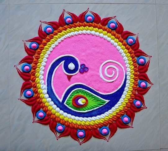 peacock Rangoli Designs For Diwali (1)