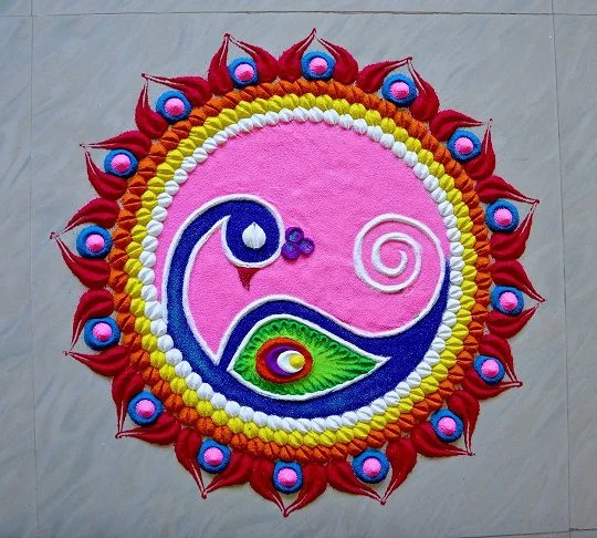 Deepawali 2023 : New Peacock Rangoli Designs For Diwali 10 peacock Rangoli Designs For Diwali (1)