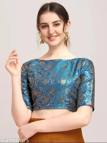 Blouse Designs : Latest High Neck Silk Blouse Designs 6 High Neck Silk Blouse Designs