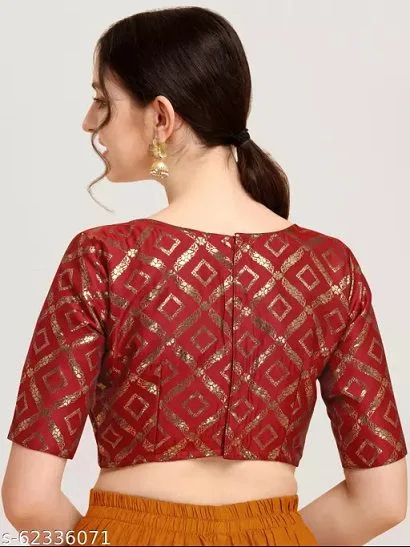 Blouse Designs : Latest High Neck Silk Blouse Designs 9 High Neck Silk Blouse Designs