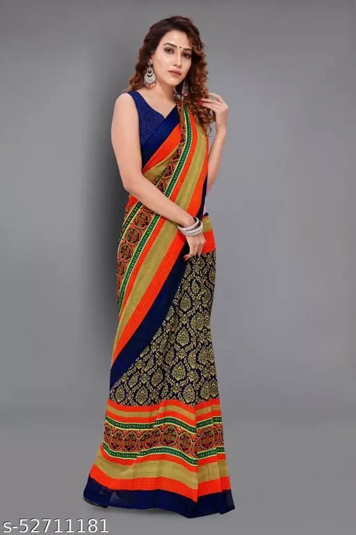 Printed Georgette Saree under 500