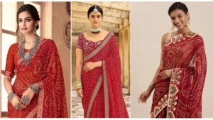 Red Bandhani Saree