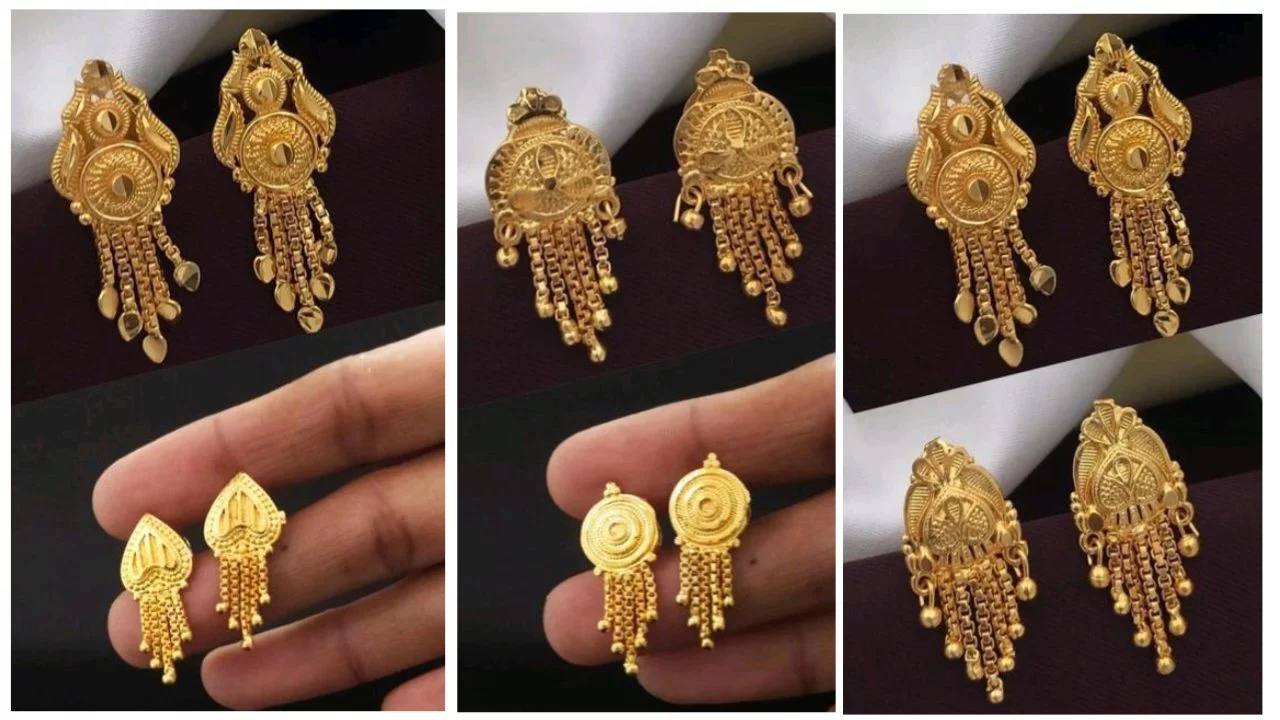 15+ Beautiful Gold Plated Stud Earrings Design Under 200 3 20240121 070554