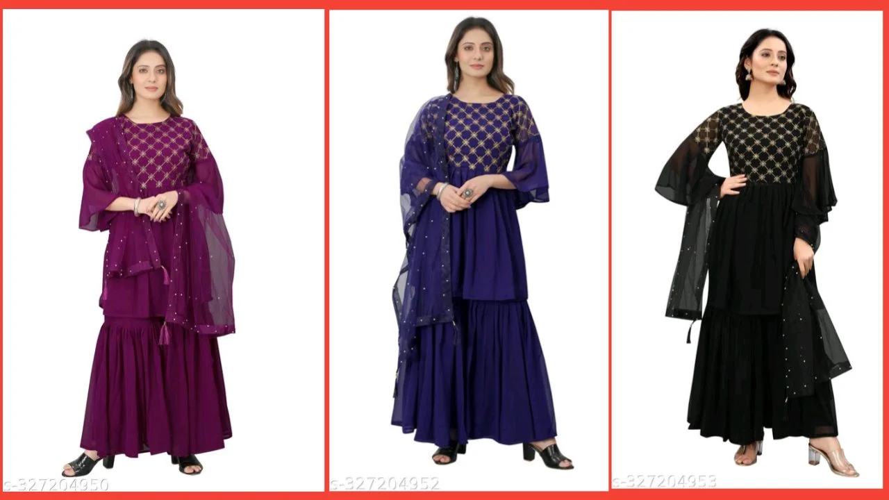 Stylish Georgette Kurta And Sharara Set For Women 4 20240124 225104