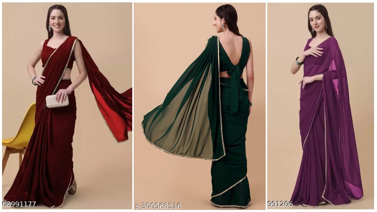 7 Stylish Pure Georgette Saree With Sequence Work 3 Pure Georgette Saree With Sequence Work