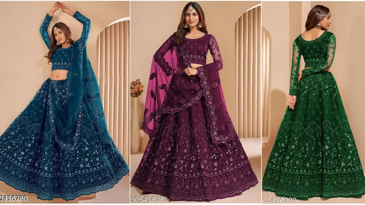2024 में धूम मचा रहे है ये खूबसूरत Net Lehenga Choli Design 3 Net Lehenga Choli Design