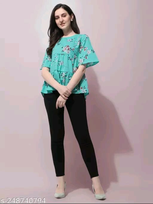 Round Neck Multicolor Layered Top Kurti