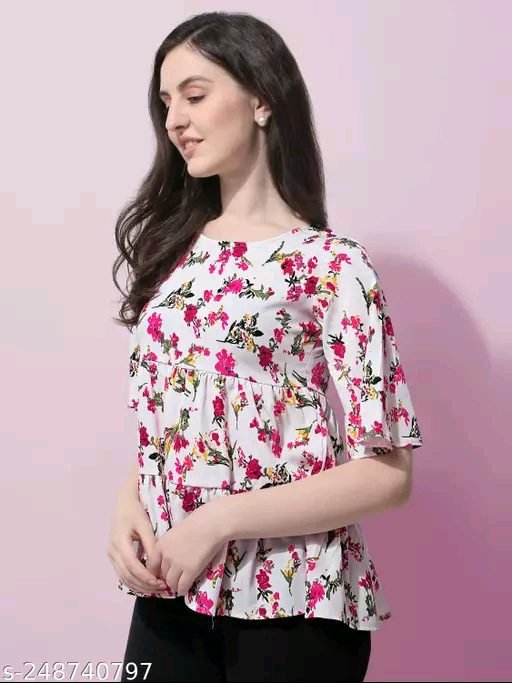 Round Neck Multicolor Layered Top Kurti