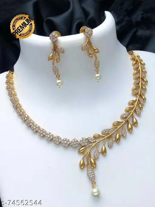 Traditional Gold Plated Matte Finish Designer Necklace for Women 2024
