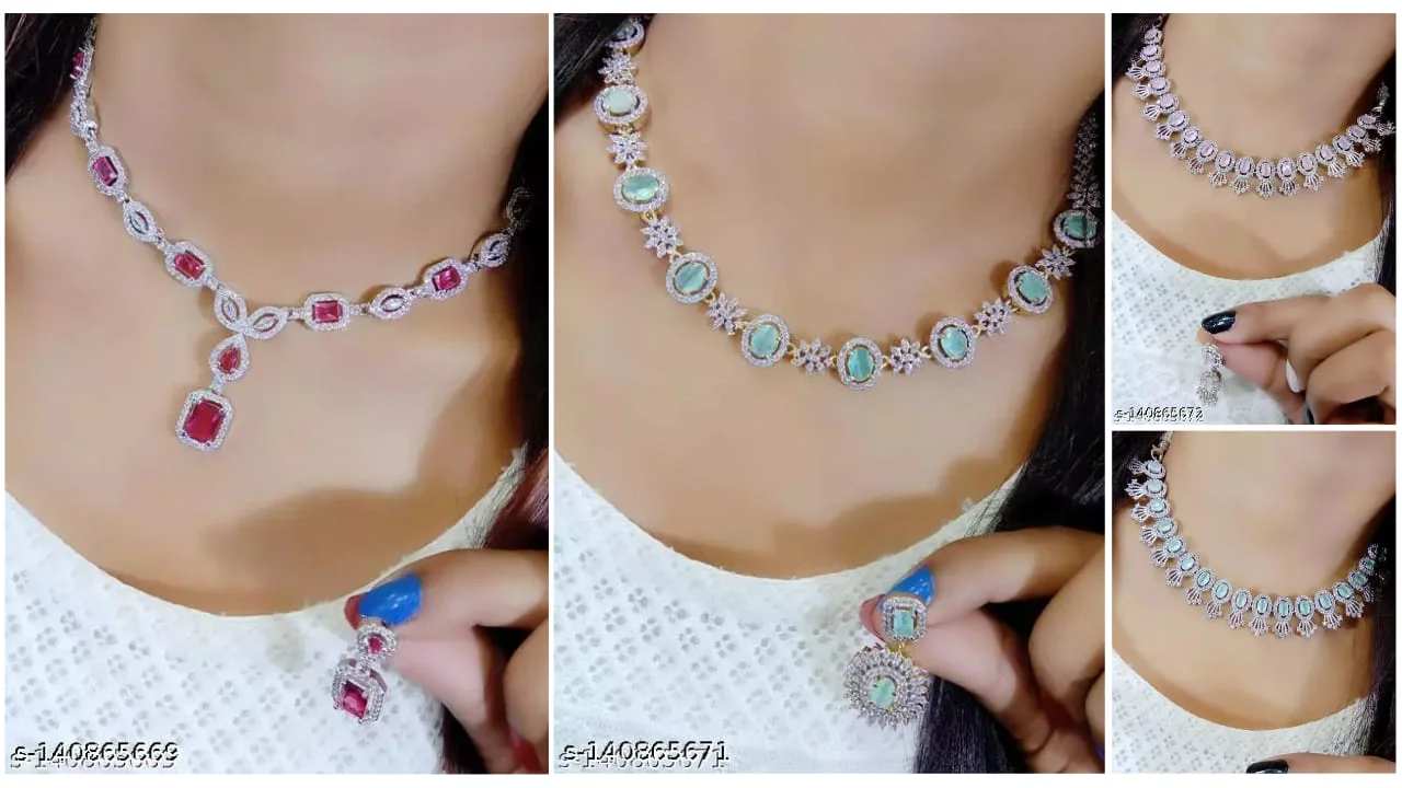 The Beauty Of American Diamond Jewellery Sets For Girls 4 American Diamond Jewellery Sets For Girls