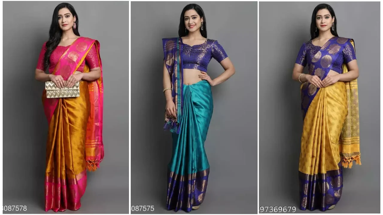 Try This Women's Silk Sarees Under 700 on Meesho 3 Silk Sarees
