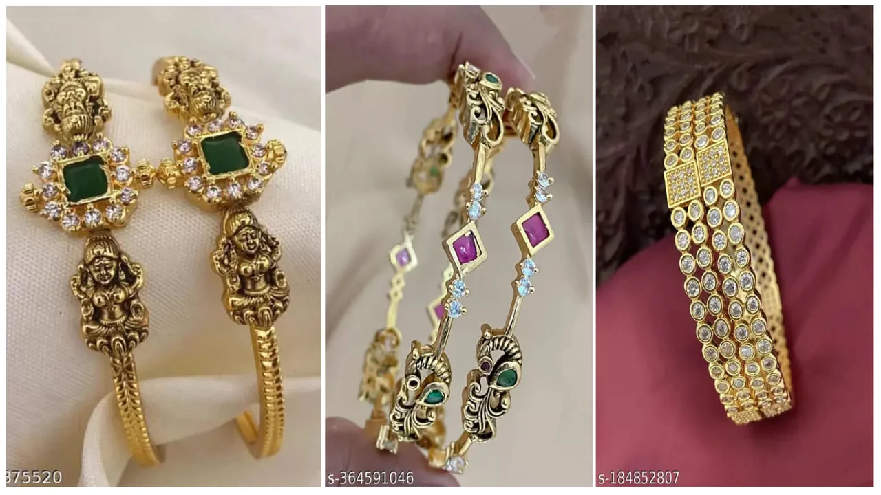 Traditional Ad Stone Bangles for Girls and Women 4 Traditional Ad Stone Bangles for Girls and Women