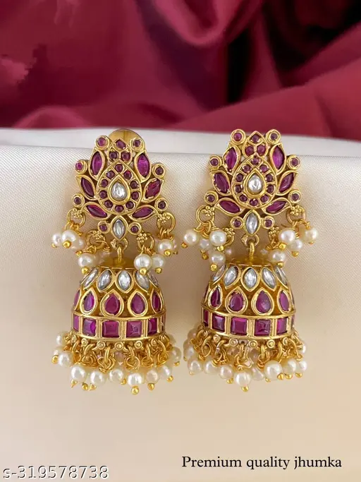 Stone Pearl Jhumka For Girls