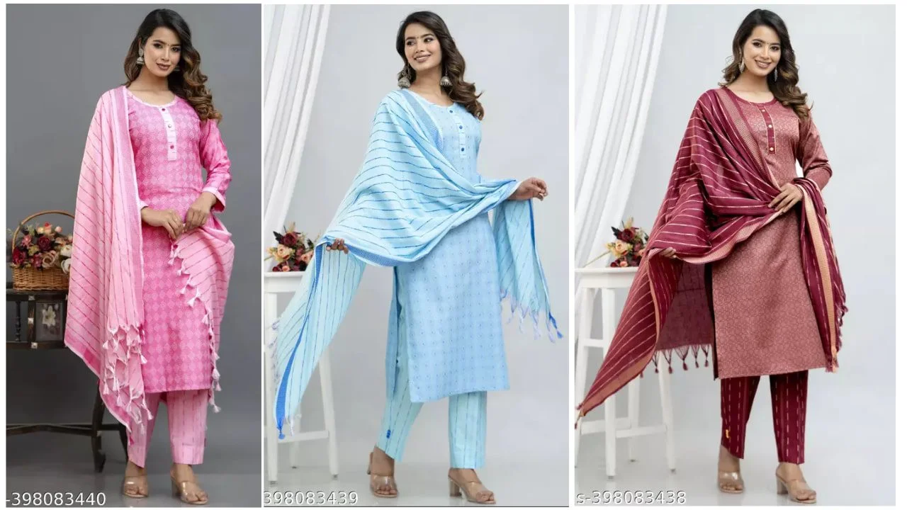 Beautiful Cotton Kurti Pant Set For Women 4 cotton Kurti Pant Set