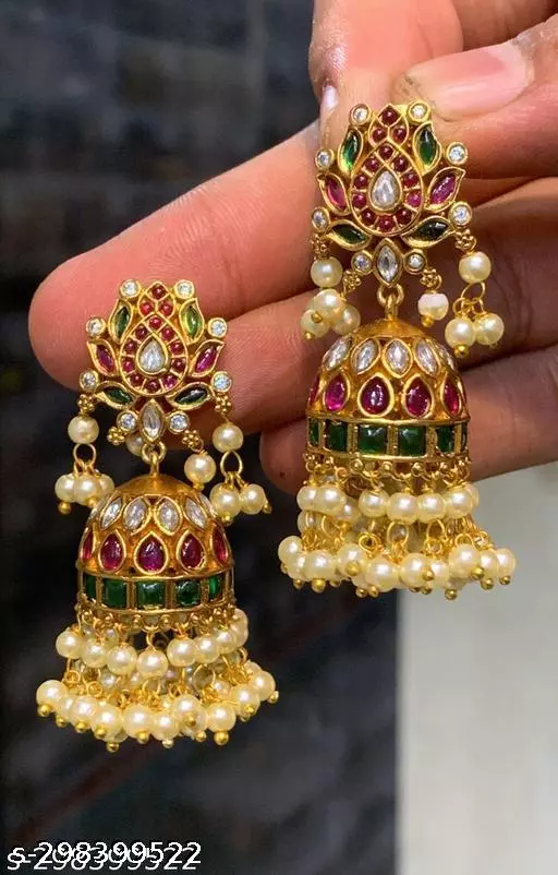Stone Pearl Jhumka For Girls