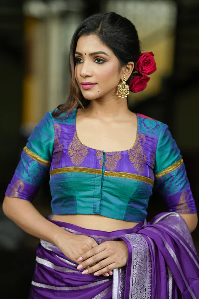 Peacock Blue U Neck Blouse