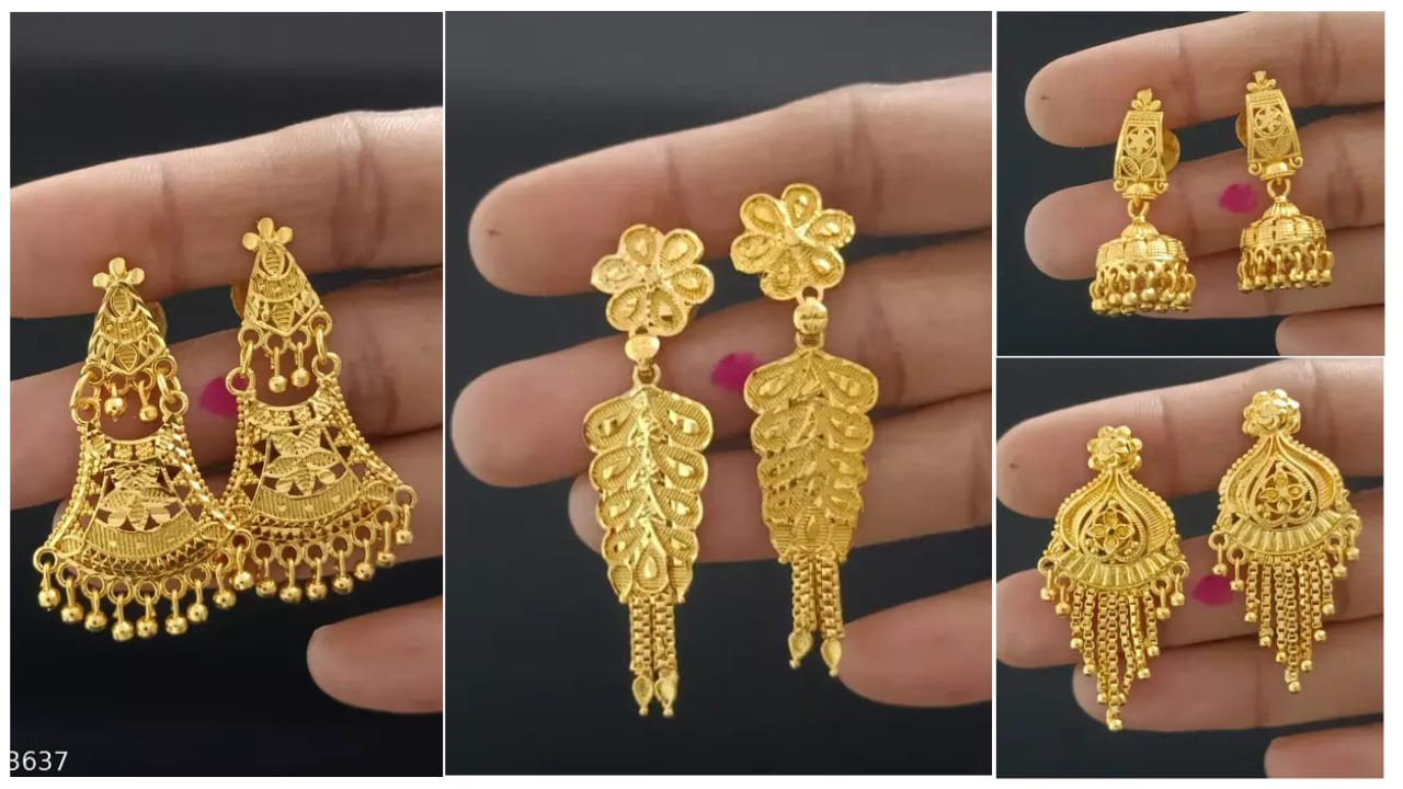 Beautiful Gold-Plated Jhumka Earrings for Girls and Women
