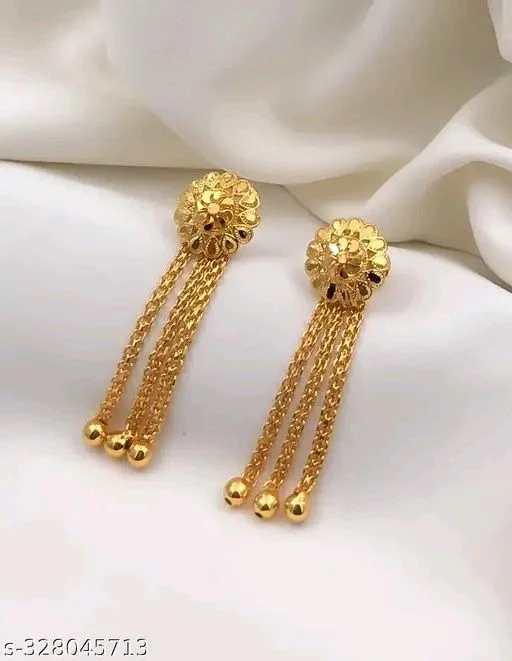 Beautiful Gold-plated Drop Earrings Design under 200 on Meesho 8 beautiful gold plated drop earrings design42902375050546480881